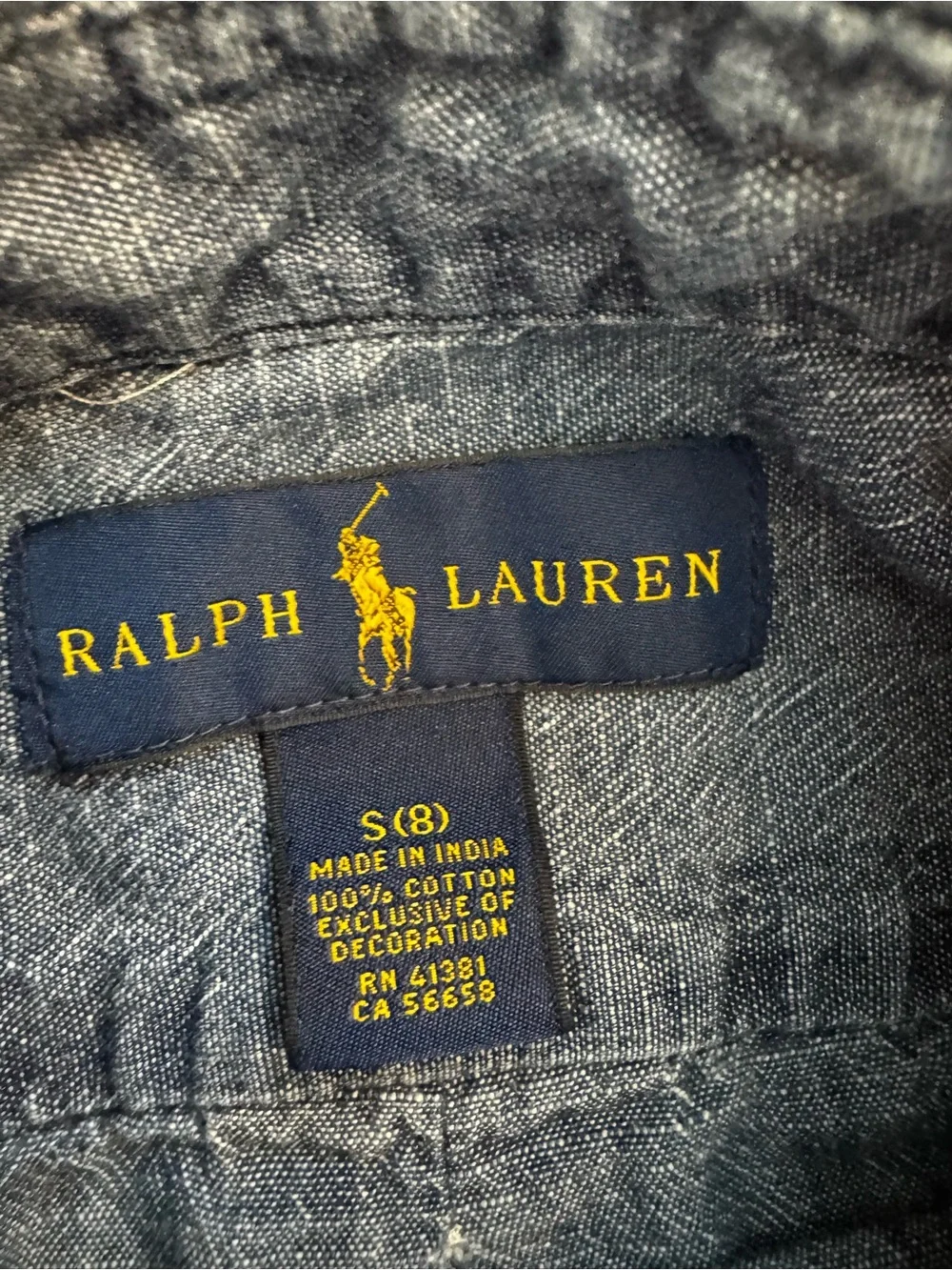 Ralph Lauren Boys Chambray Button-Up Shirt in Denim Blue with Polo Pony